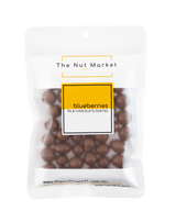 Milk Chocolate Covered Blueberries in 200g Nut Market packet.