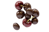 Small pile of Dark Chocolate Cherries with Red Cherries.