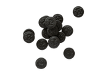 Small scattered pile of Dutch Licorice Coins.