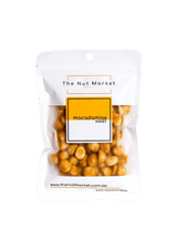 Honey Roasted Macadamias in 150g Nut Market bag.