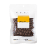 Dark Chocolate Peanuts in 200g Nut Market Packet.