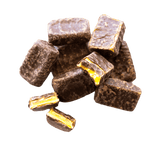 Cluster of Pineapple Lumps, broken open exposing chewy, yellow centre.