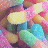 Close up of bulk Sour Gummy Worms.