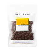 Milk Chocolate Sultanas in 200g Nut Market packet.