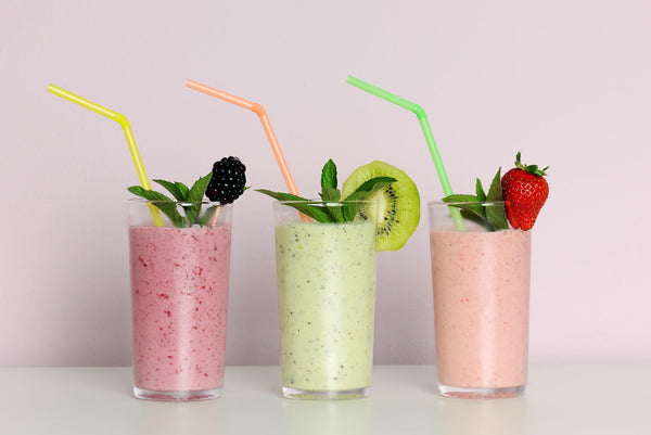 Colourful smoothies boosted with extra nutrients