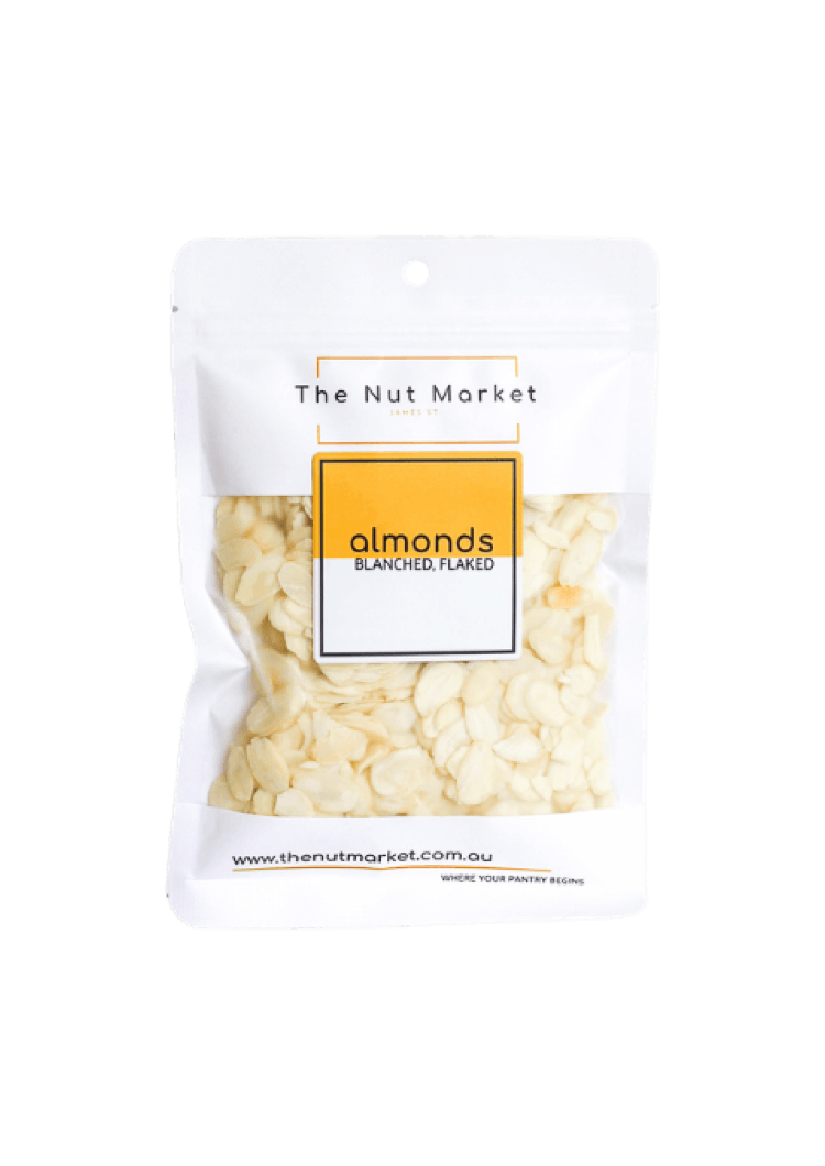 Blanched Almond Flakes in 150g Nut Market bag.