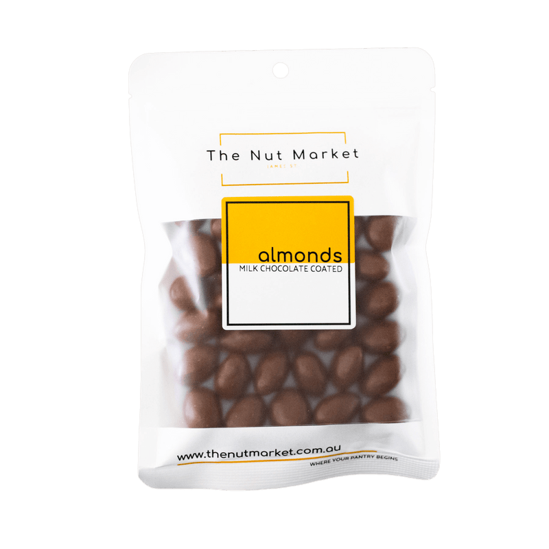Milk Chocolate Almonds in 200g Nut Market packets.