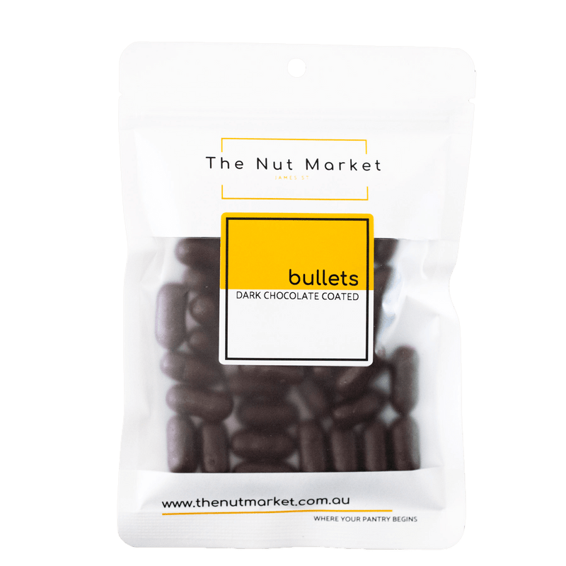 Dark Chocolate Bullets in 200g Nut Market packet..
