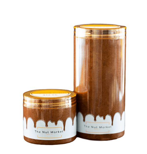 Chocolate Almond Butter in 300g and 850g Nut Market jars.