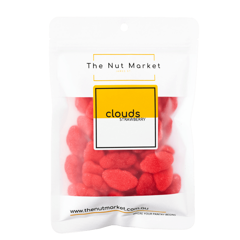 Strawberry Clouds lollies in 160g Nut Market packet. 