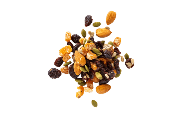 Cranberry Trail Mix in small scattered pile.