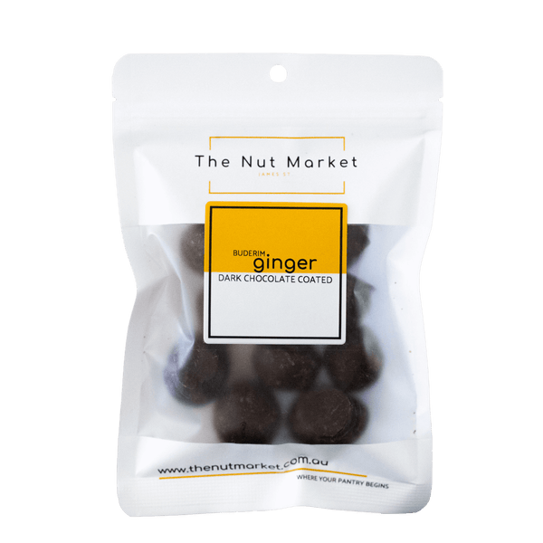 Dark Chocolate Ginger in 200g Nut Market Packet.