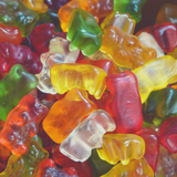 Close up of bulk Gummi Bears. 