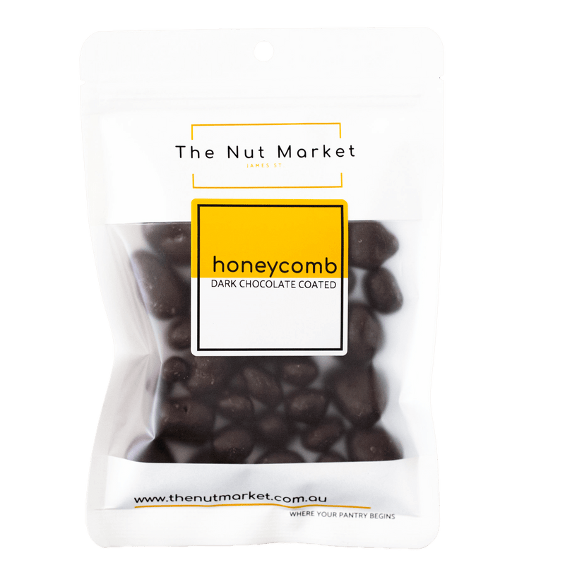 Dark Chocolate Honeycomb in 180g Nut Market packet.