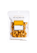 Honey Roasted Macadamias in 150g Nut Market bag. 