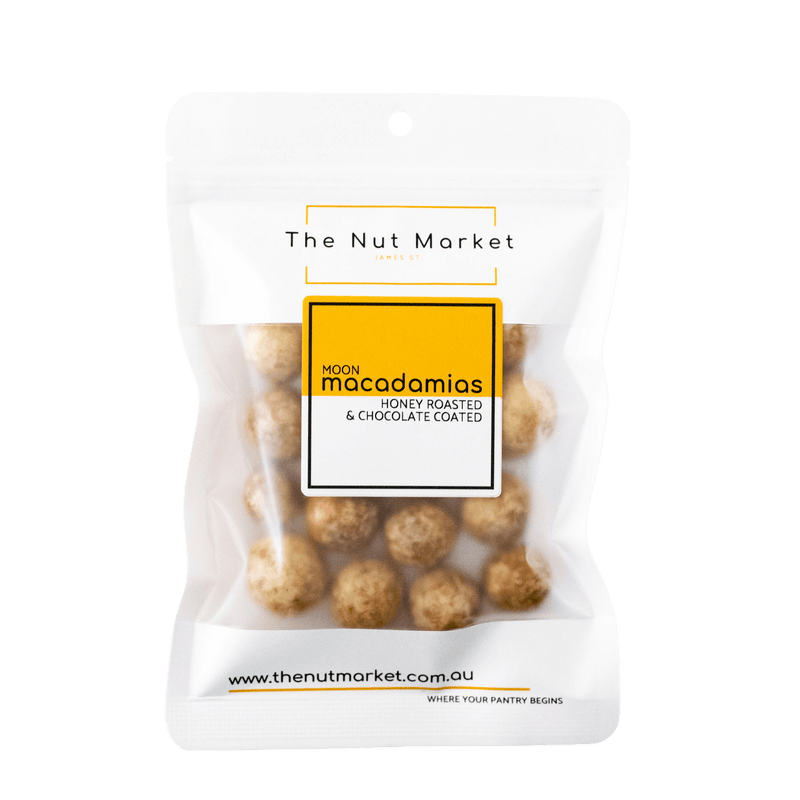 Moon Macadamias in 180g Nut Market Packet.