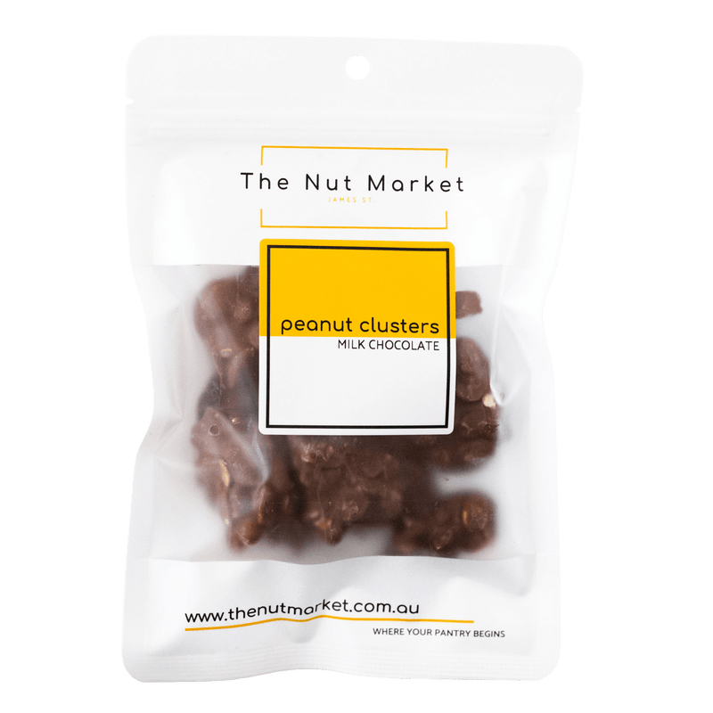 Chocolate Peanut Clusters in 150g Nut Market Packet.