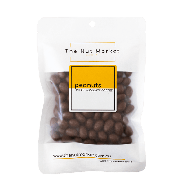 Dark Chocolate Peanuts in 200g Nut Market Packet.