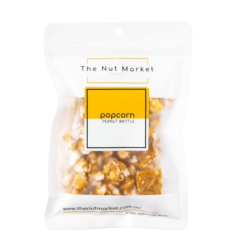 Popcorn Peanut Brittle in 130g Nut Market packet. 