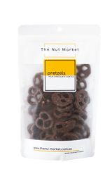 Milk Chocolate Pretzels in 200g Nut Market Packet.
