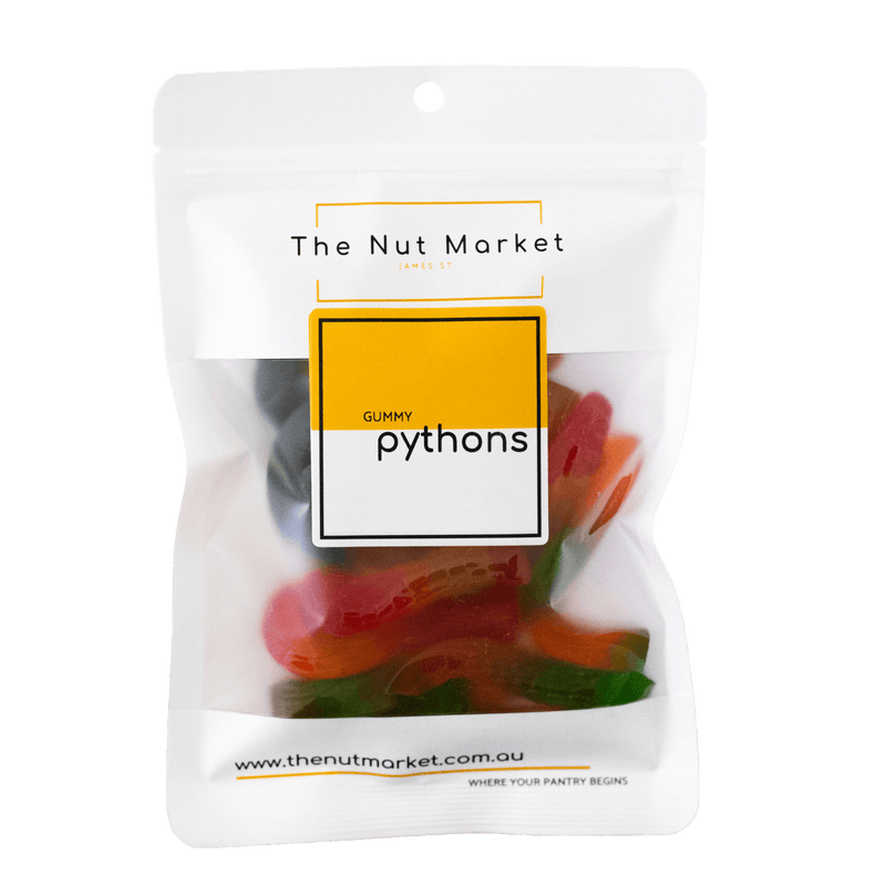 Giant Gummy Pythons in 200g Nut Market packet. 