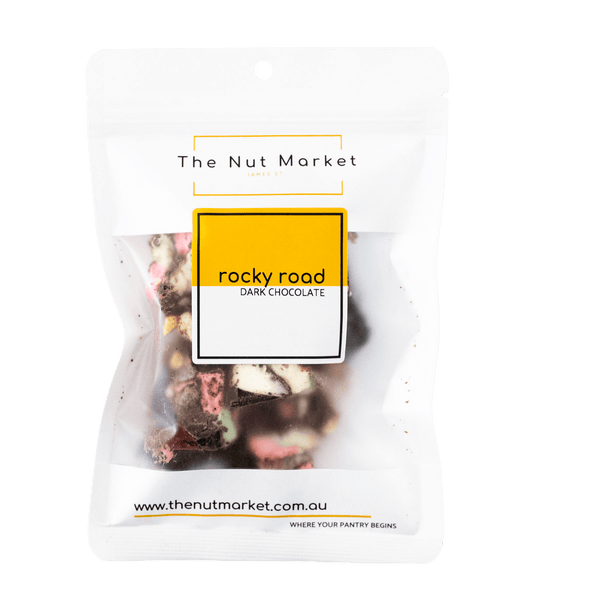 Rocky Road Dark Chocolate in 150g Nut Market Packet.