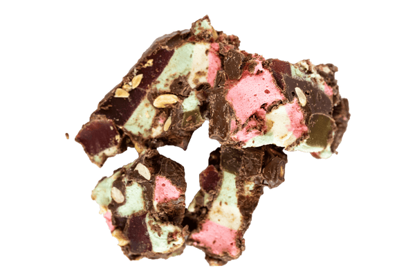 Chunk of Rocky Road Milk Chocolate.
