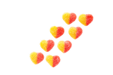 Two diagonal lines of Sour Peach Hearts.