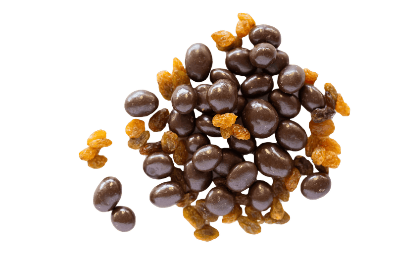 Cluster of Dark Chocolate Sultanas with sultanas. 