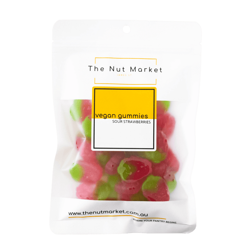 Vegan Strawberry Gummies in 180g Nut Market packet.